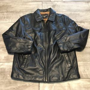 Dockers Black Leather Bomber Jacket